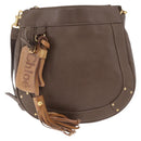 Chloe Eden Shoulder Bag Leather Gray Gold Auth fm5505-2