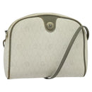 Christian Dior Honeycomb Canvas Shoulder Bag PVC White Gold Auth gh009-1
