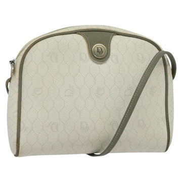 Christian Dior Honeycomb Canvas Shoulder Bag PVC White Gold Auth gh009