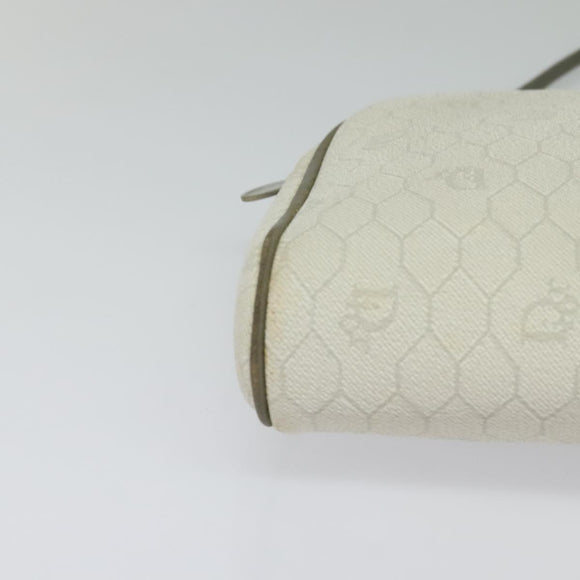 Christian Dior Honeycomb Canvas Umhängetasche PVC Weiß Gold Auth gh009