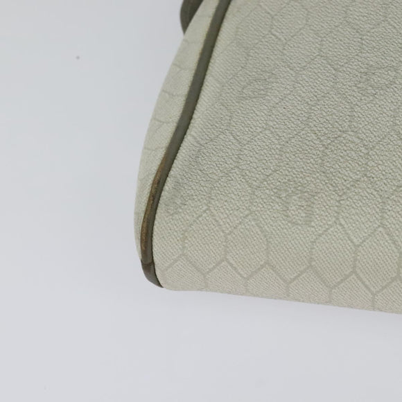 Christian Dior Honeycomb Canvas Umhängetasche PVC Weiß Gold Auth gh009