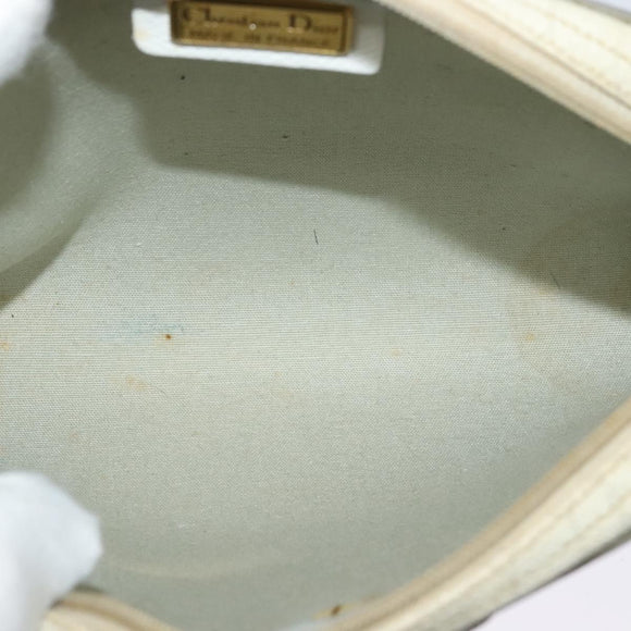 Christian Dior Honeycomb Canvas Umhängetasche PVC Weiß Gold Auth gh009