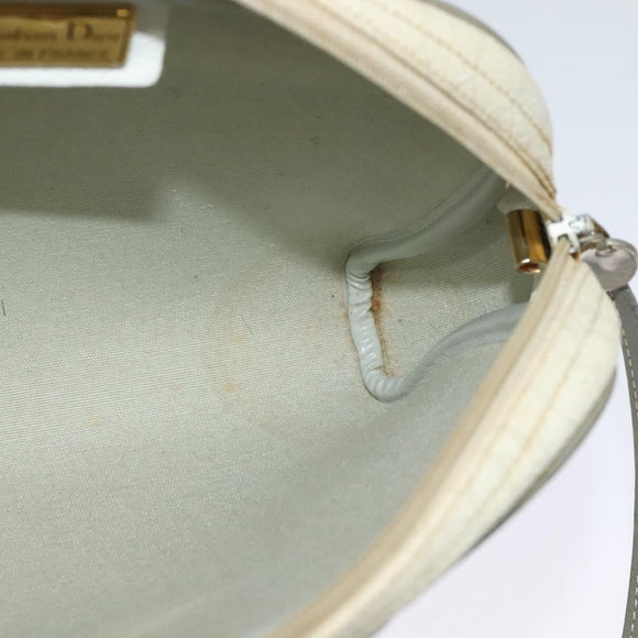 Christian Dior Honeycomb Canvas Shoulder Bag PVC White Gold Auth gh009