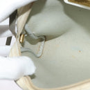 Christian Dior Honeycomb Canvas Shoulder Bag PVC White Gold Auth gh009-18