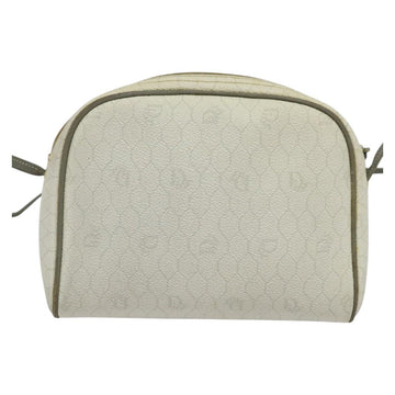 Christian Dior Honeycomb Canvas Shoulder Bag PVC White Gold Auth gh009 - 0