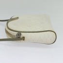 Christian Dior Honeycomb Canvas Umhängetasche PVC Weiß Gold Auth gh009-3
