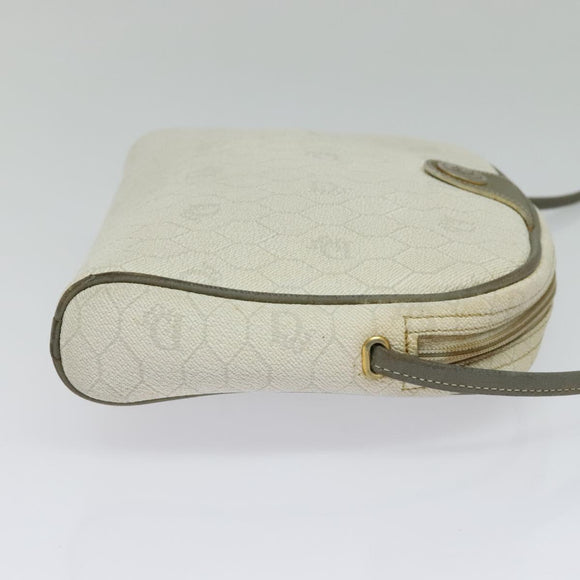 Christian Dior Honeycomb Canvas Umhängetasche PVC Weiß Gold Auth gh009