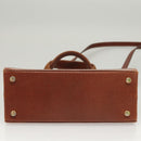 Salvatore Ferragamo Vala Hand Bag Leather Embossed 2way Brown Gold Auth gh015-5