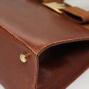 Salvatore Ferragamo Vala Hand Bag Leather Embossed 2way Brown Gold Auth gh015-15