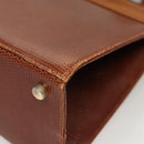 Salvatore Ferragamo Vala Hand Bag Leather Embossed 2way Brown Gold Auth gh015-17