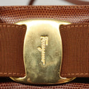 Salvatore Ferragamo Vala Hand Bag Leather Embossed 2way Brown Gold Auth gh015-10