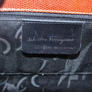 Salvatore Ferragamo Vala Hand Bag Leather Embossed 2way Brown Gold Auth gh015-12