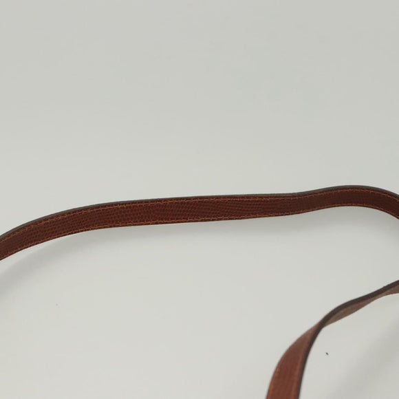 Salvatore Ferragamo Vala Hand Bag Leather Embossed 2way Brown Gold Auth gh015