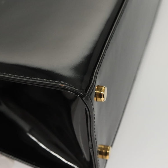 Salvatore Ferragamo Vala Shoulder Bag Patent leather Black Gold Auth gh016