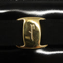 Salvatore Ferragamo Vala Shoulder Bag Patent leather Black Gold Auth gh016-17