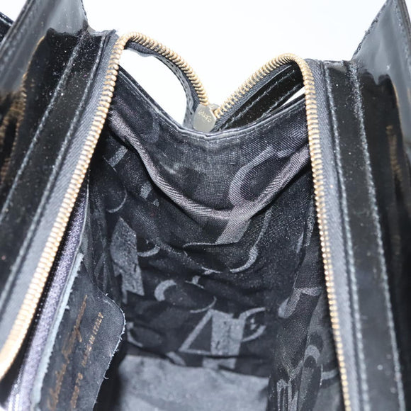 Salvatore Ferragamo Vala Shoulder Bag Patent leather Black Gold Auth gh016
