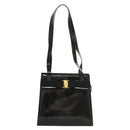 Salvatore Ferragamo Vala Shoulder Bag Patent leather Black Gold Auth gh016-13