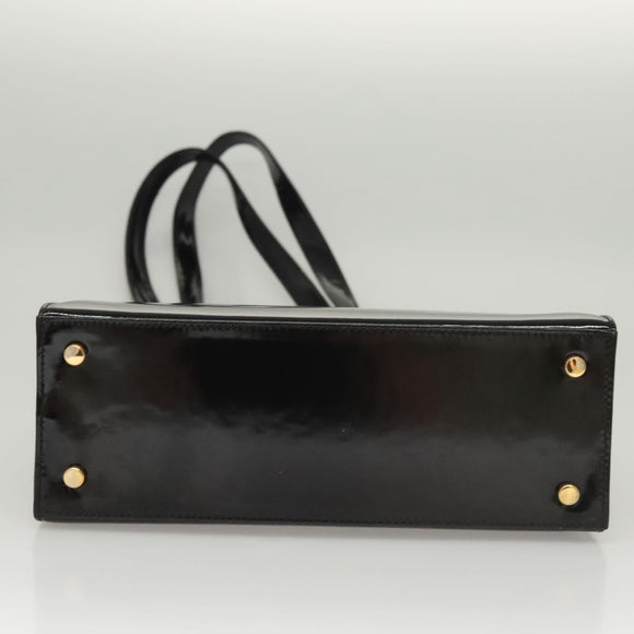 Salvatore Ferragamo Vala Shoulder Bag Patent leather Black Gold Auth gh016