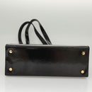 Salvatore Ferragamo Vala Shoulder Bag Patent leather Black Gold Auth gh016-5
