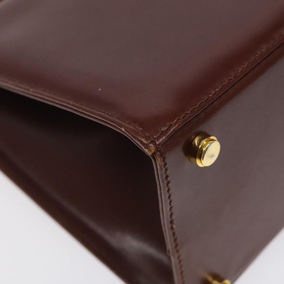 Salvatore Ferragamo Vala Hand Bag Leather 2way Brown Gold Auth gh017