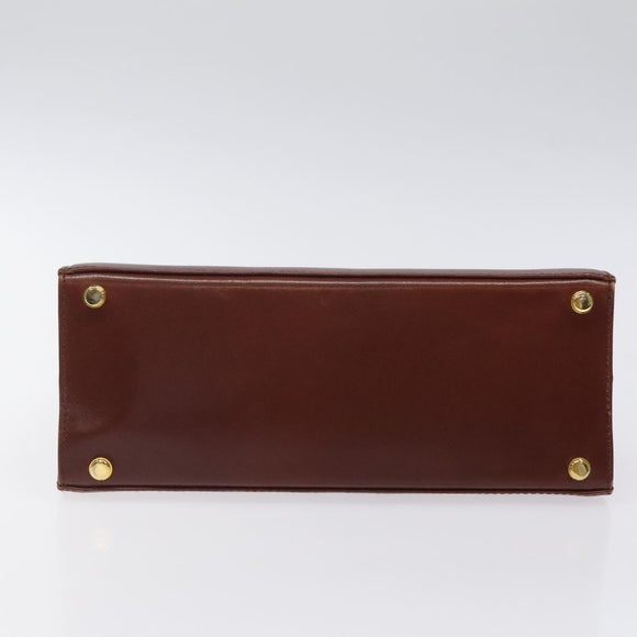 Salvatore Ferragamo Vala Hand Bag Leather 2way Brown Gold Auth gh017