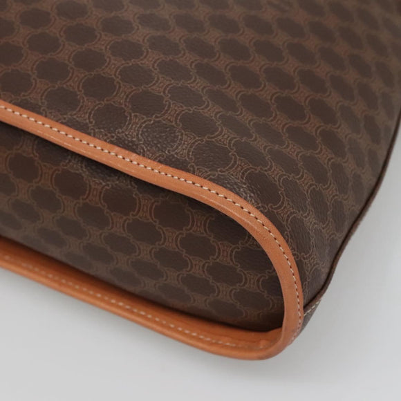 CELINE Macadam Canvas Hand Bag PVC Leather Brown Gold Auth gh019