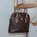 CELINE Macadam Canvas Hand Bag PVC Leather Brown Gold Auth gh019-20