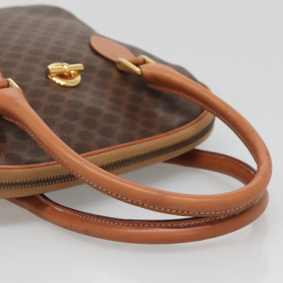 CELINE Macadam Canvas Hand Bag PVC Leather Brown Gold Auth gh019