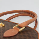 CELINE Macadam Canvas Hand Bag PVC Leather Brown Gold Auth gh019-8