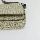 CELINE C Macadam Canvas Shoulder Bag Beige Brown Silver Auth gh040-15