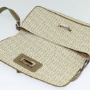 CELINE C Macadam Canvas Shoulder Bag Beige Brown Silver Auth gh040-9