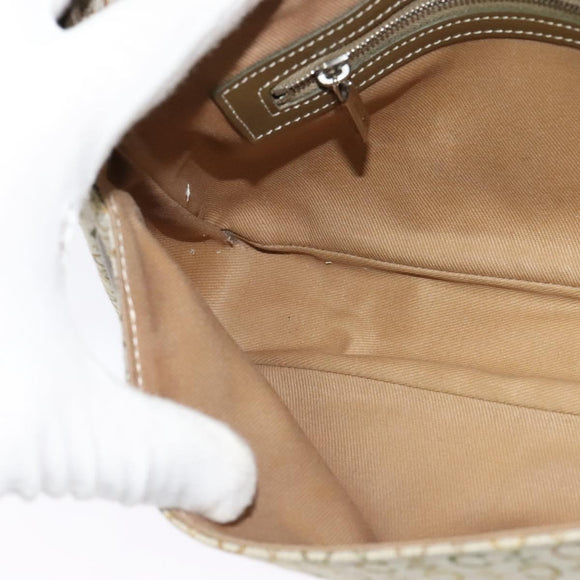 CELINE C Macadam Canvas Shoulder Bag Beige Brown Silver Auth gh040