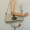 CELINE C Macadam Canvas Shoulder Bag Beige Brown Silver Auth gh040-23