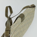 CELINE C Macadam Canvas Shoulder Bag Beige Brown Silver Auth gh040-6