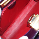 CELINE Hand Bag Leather Purple Gold Auth gh047-10