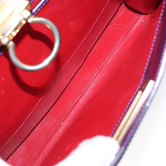 CELINE Hand Bag Leather Purple Gold Auth gh047