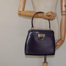 CELINE Hand Bag Leather Purple Gold Auth gh047-23