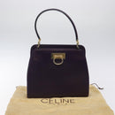CELINE Hand Bag Leather Purple Gold Auth gh047-12