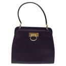 CELINE Hand Bag Leather Purple Gold Auth gh047-13
