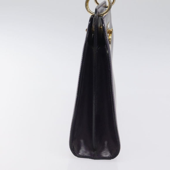 CELINE Hand Bag Leather Purple Gold Auth gh047