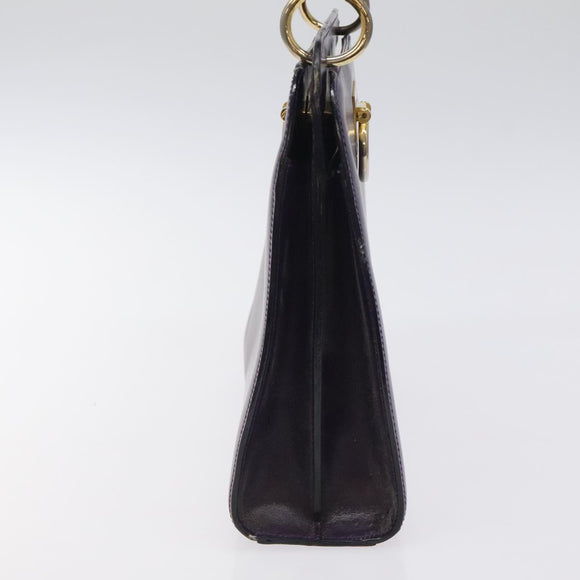 CELINE Hand Bag Leather Purple Gold Auth gh047