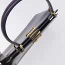 CELINE Hand Bag Leather Purple Gold Auth gh047-6