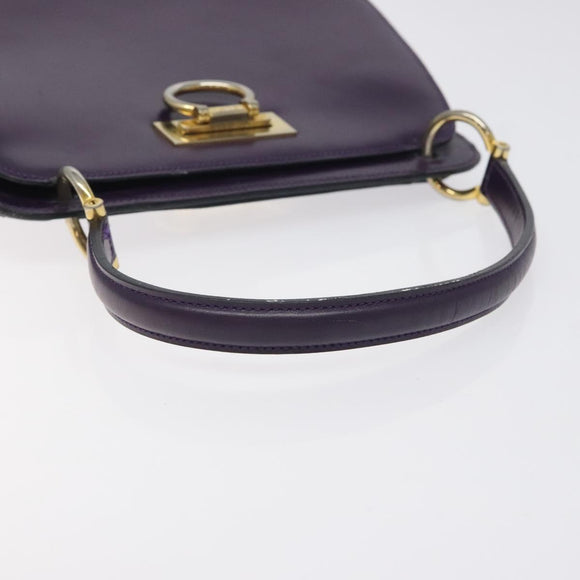 CELINE Hand Bag Leather Purple Gold Auth gh047
