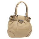 Salvatore Ferragamo Gancini Shoulder Bag Leather Beige Silver Auth gh060-1