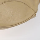 Salvatore Ferragamo Gancini Shoulder Bag Leather Beige Silver Auth gh060-10