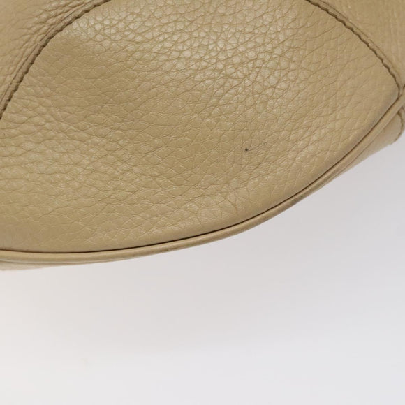 Salvatore Ferragamo Gancini Shoulder Bag Leather Beige Silver Auth gh060