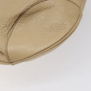 Salvatore Ferragamo Gancini Shoulder Bag Leather Beige Silver Auth gh060-13