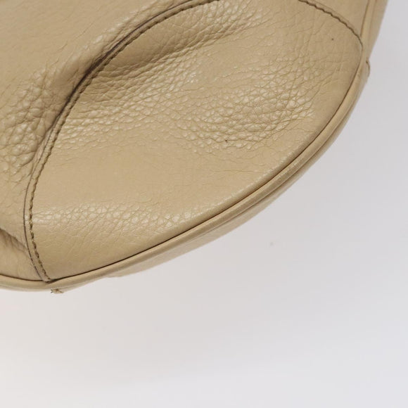 Salvatore Ferragamo Gancini Shoulder Bag Leather Beige Silver Auth gh060