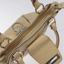 Salvatore Ferragamo Gancini Shoulder Bag Leather Beige Silver Auth gh060-16