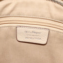 Salvatore Ferragamo Gancini Shoulder Bag Leather Beige Silver Auth gh060-18